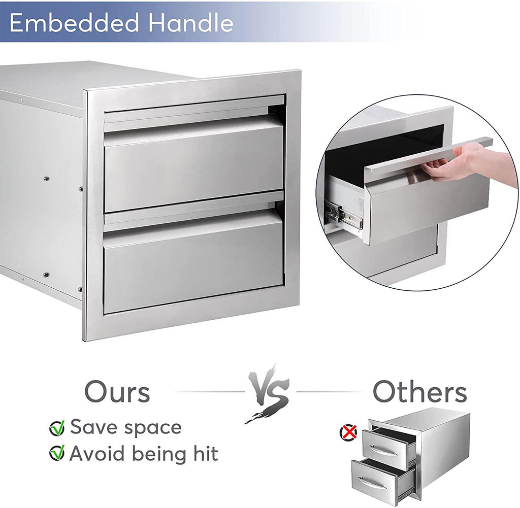 Seeutek Outdoor Kitchen Drawers  Steel, 14W X 14.4H X 23.2D Inch Flush