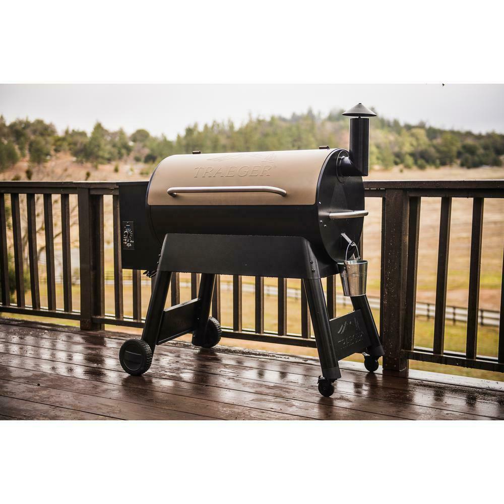 Outdoor Pellet Grill Porcelain-Coated 4-Wheels Barrel Steel Black