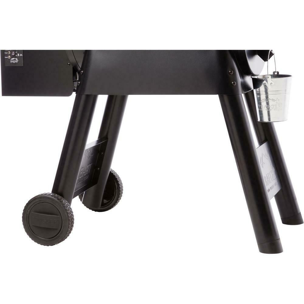 Outdoor Pellet Grill Porcelain-Coated 4-Wheels Barrel Steel Black