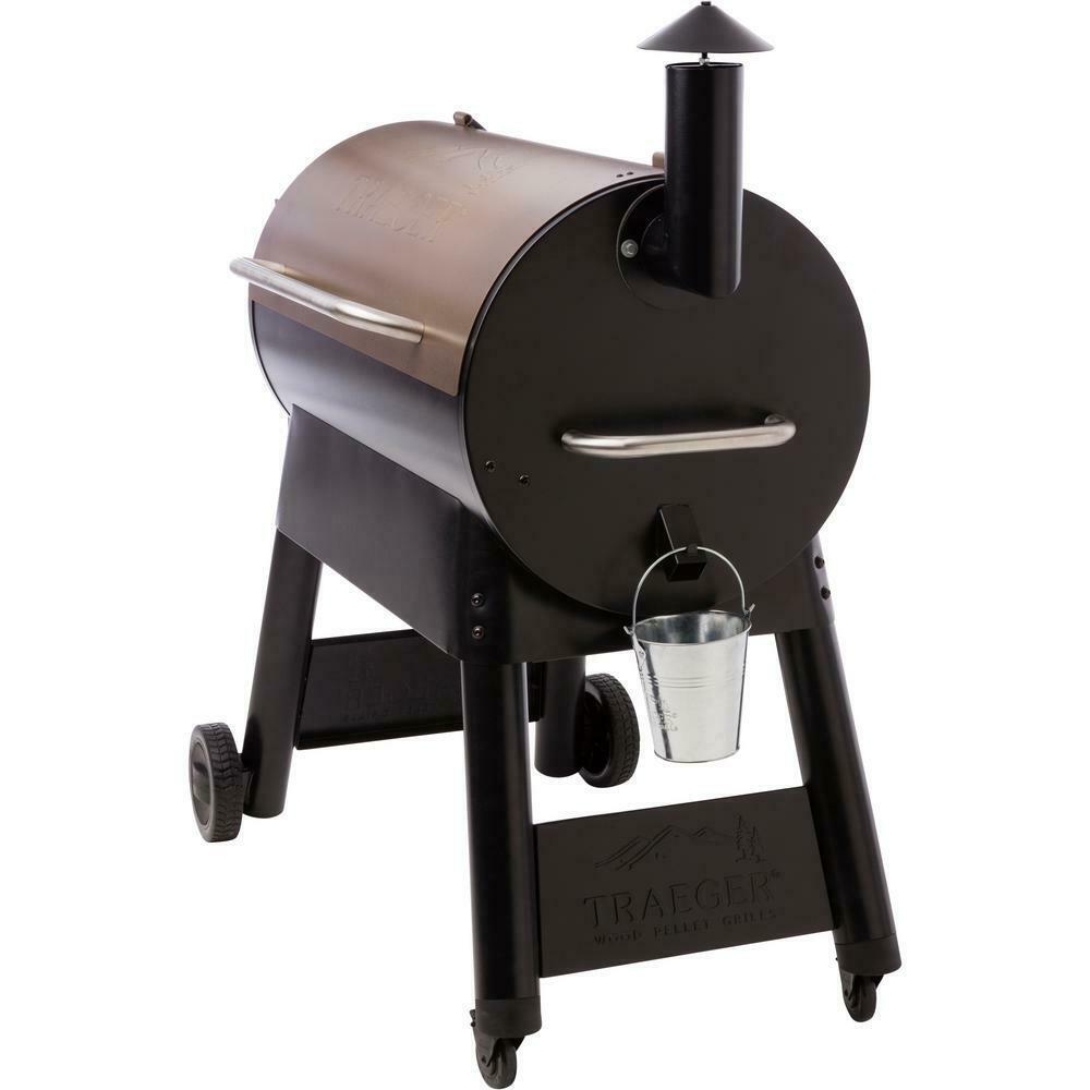 Outdoor Pellet Grill Porcelain-Coated 4-Wheels Barrel Steel Black