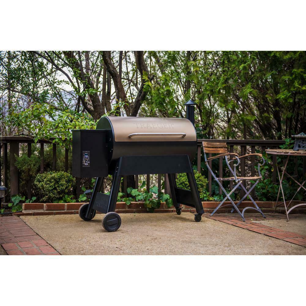 Outdoor Pellet Grill Porcelain-Coated 4-Wheels Barrel Steel Black