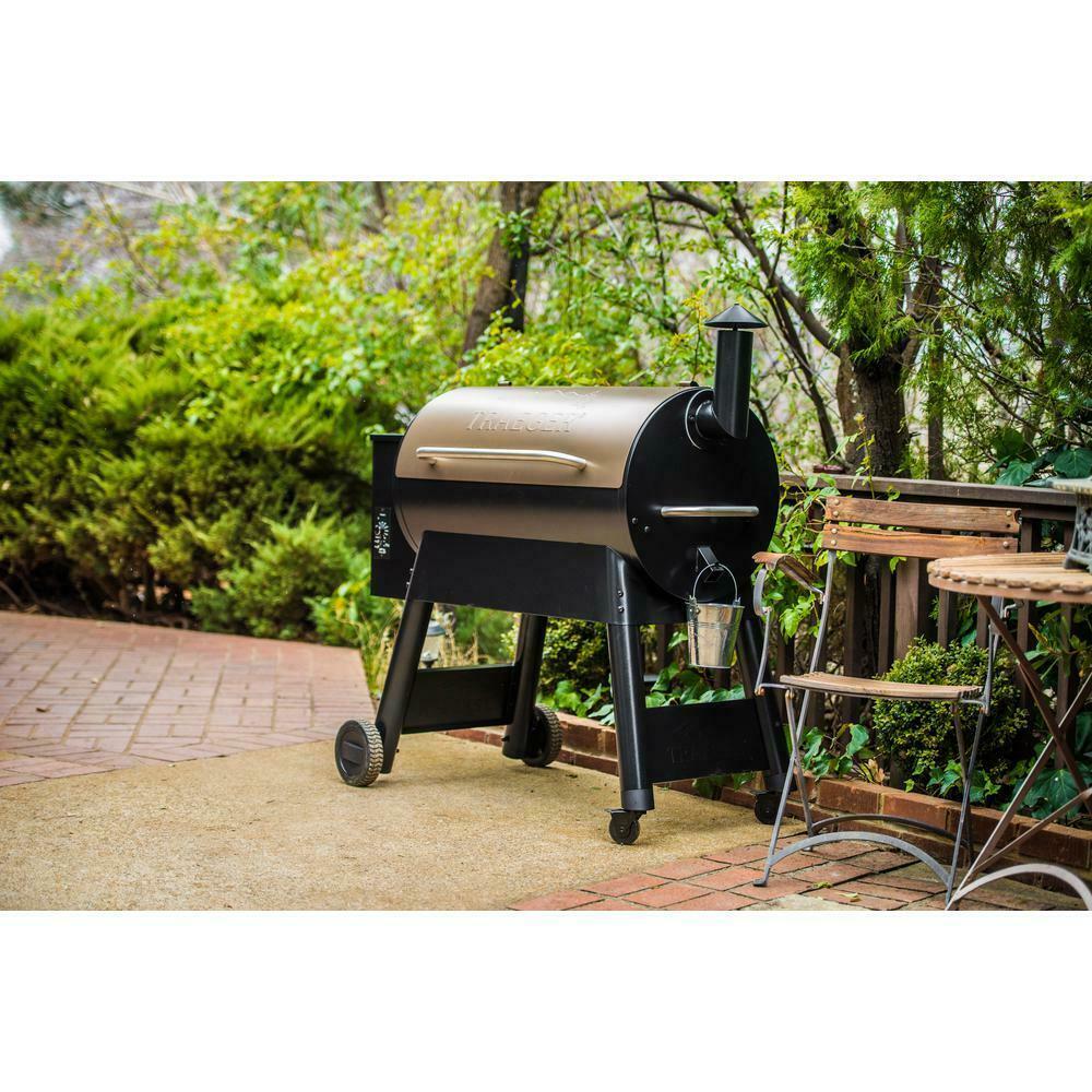 Outdoor Pellet Grill Porcelain-Coated 4-Wheels Barrel Steel Black