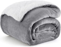 Bedsure Sherpa Fleece Throw Blanket for Couch - Thick and Warm Blanket for Winter, Soft and Fuzzy Throw Blanket for Sofa, Fall Throw Blanket, Grey, 50x60 Inches