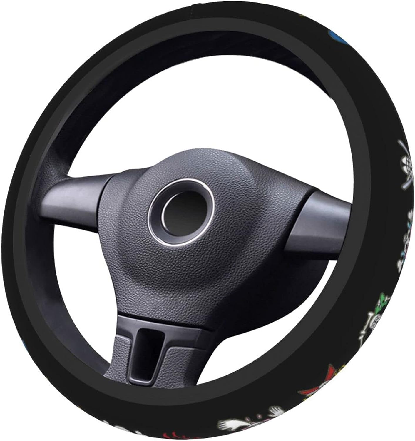 Anime Steering Wheel Cover Anime Car Accessories for Men Women with 2 Pcs Car Air Freshener, 15 Inch Anti-Slip Car Steering Wheel Covers Universal Fit