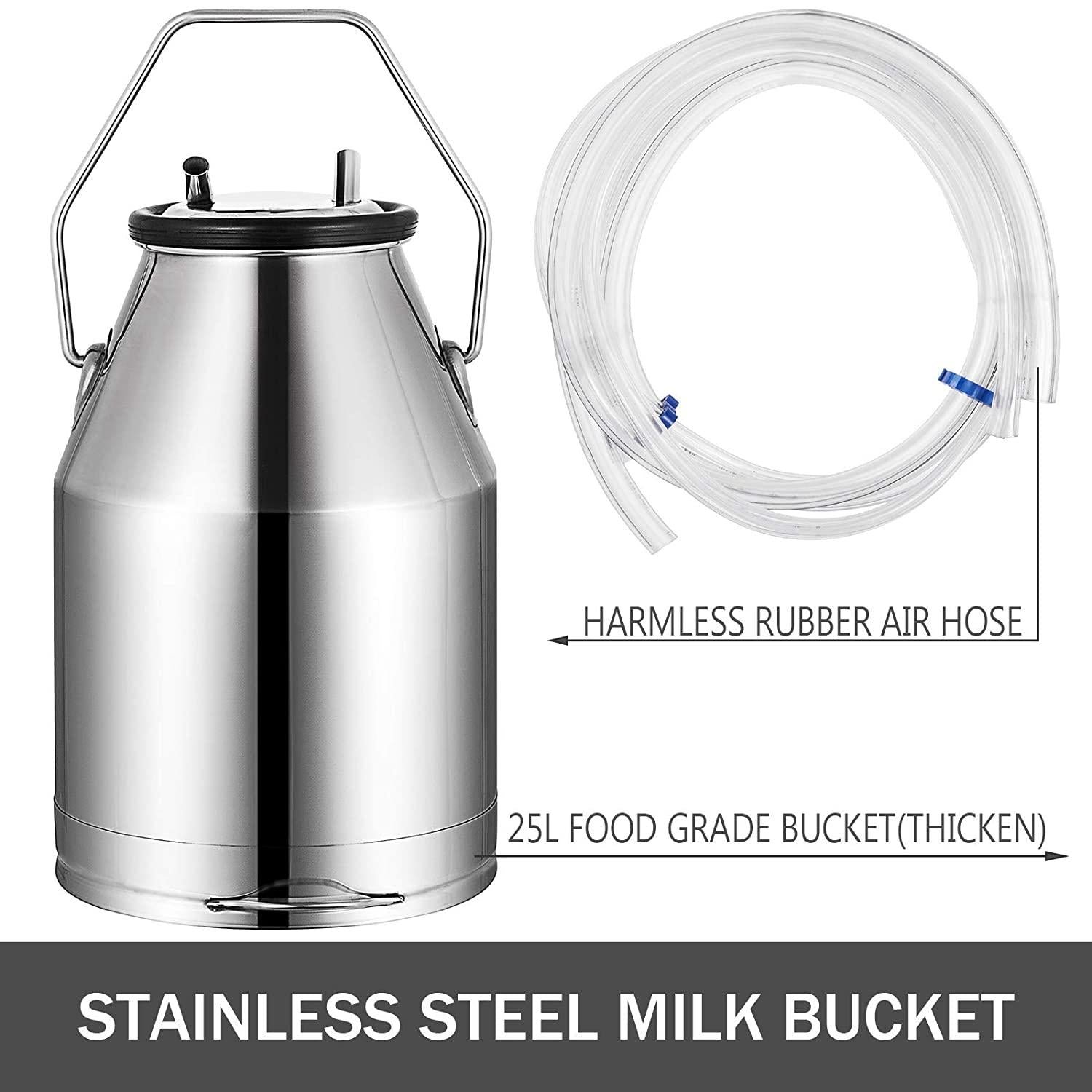 Electric MilMachine 1440 RPM 5-8 Cows per Hour Milker Machine 0.55 KW MilEquipment with 25L 304  Steel Bucket Single Cow MilMachine Bucket Milker for Cows