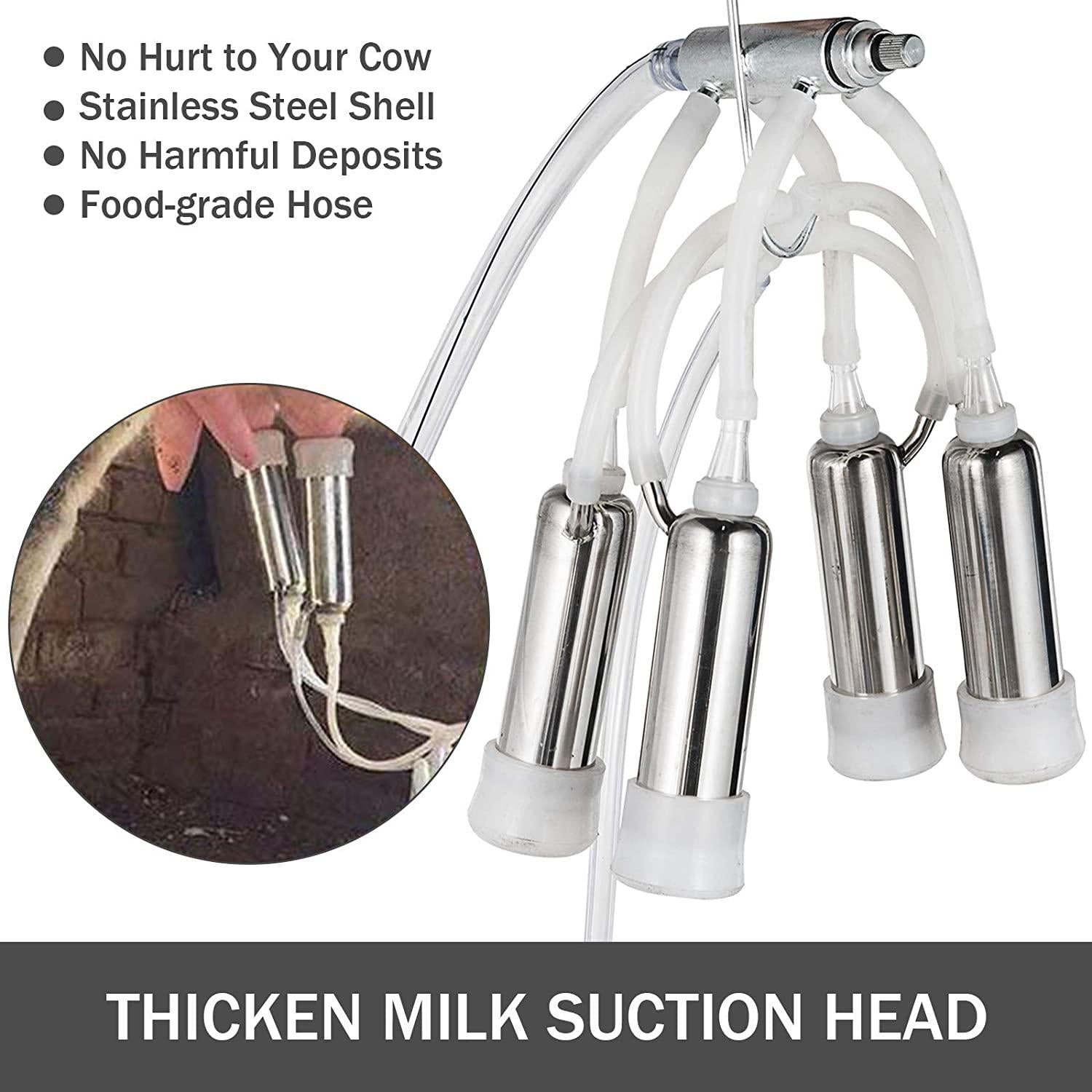 Electric MilMachine 1440 RPM 5-8 Cows per Hour Milker Machine 0.55 KW MilEquipment with 25L 304  Steel Bucket Single Cow MilMachine Bucket Milker for Cows