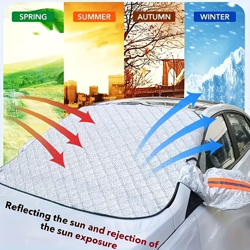 Car Snow Cover Sunshade,Thickened Car Snow Visor 9 Magnets Are Strongly Fixed, Protecting The Car's Front Windshield From Sunlight, UV And Snow, Etc.