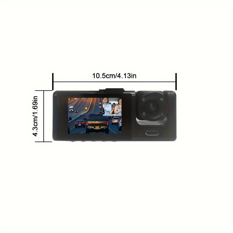 1080P 2 Cameras Dash Cam W/ IR Night Vision, Loop Recording &amp; 2" IPS Screen