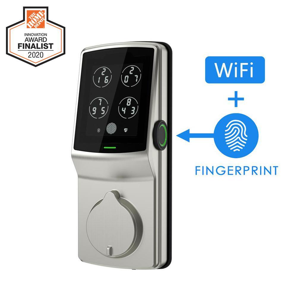 Secure PRO Satin Nickel Smart Lock Deadbolt with 3D Fingerprint and Wi-Fi (Works with Alexa and Google Home)