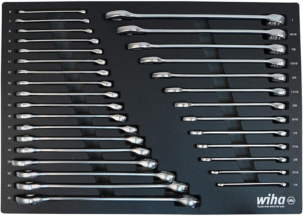 Wiha 30492 | 31 Piece Combination Wrench Tray Set - SAE and Metric