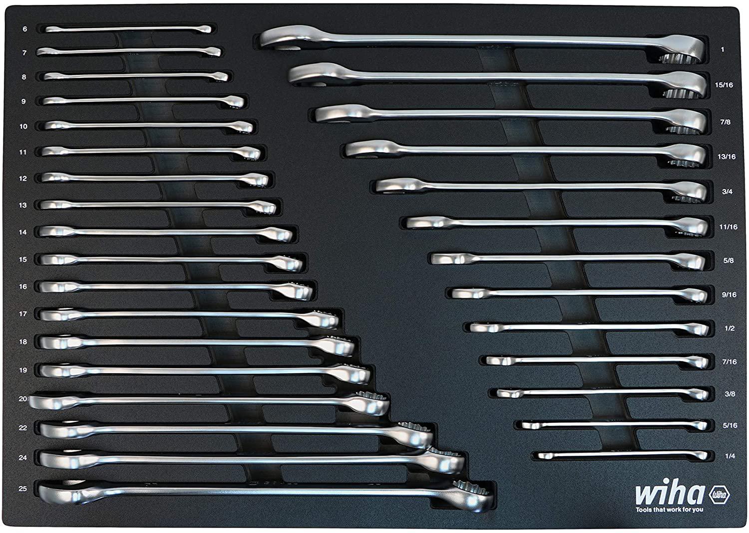 Wiha 30492 | 31 Piece Combination Wrench Tray Set - SAE and Metric
