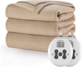 Sunbeam Royal Ultra Fleece Heated Electric Blanket King Size, 90" x 100", 12 Heat Settings, 12-Hour Selectable Auto Shut-Off, Fast Heating, Machine Washable, Warm and Cozy, Mushroom