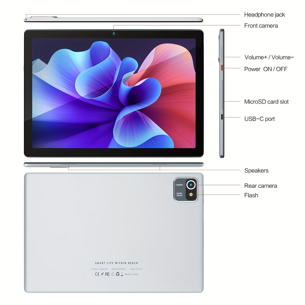 Tablet 10.1 Inch Android 12 Tablet, 2GB RAM 32GB ROM, 5000mAh Battery Quad Core IPS HD Touch Screen Tablets