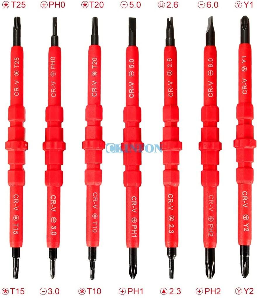 Screwdriver DHL 20Set 8-In-1 Multi-purpose Electrican Insulated Electric Screwdriver Repair Hand Tools Kit Set 500V Color:Red