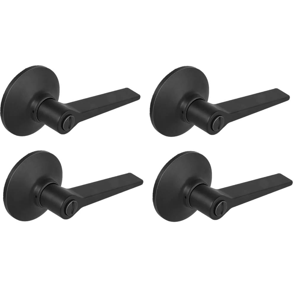 Freedom Matte Black Bed and Bath Door Lever (4-Pack)