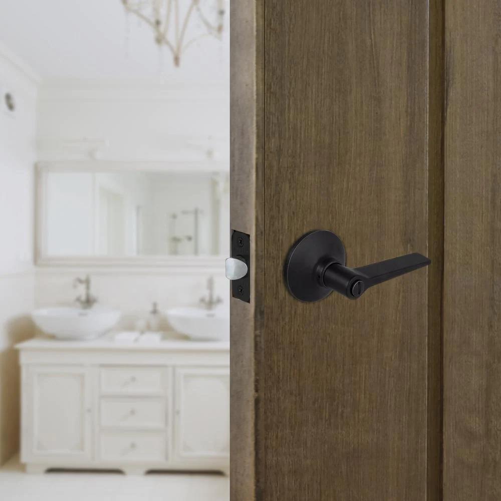 Freedom Matte Black Bed and Bath Door Lever (4-Pack)