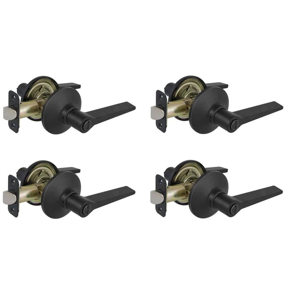 Freedom Matte Black Bed and Bath Door Lever (4-Pack)