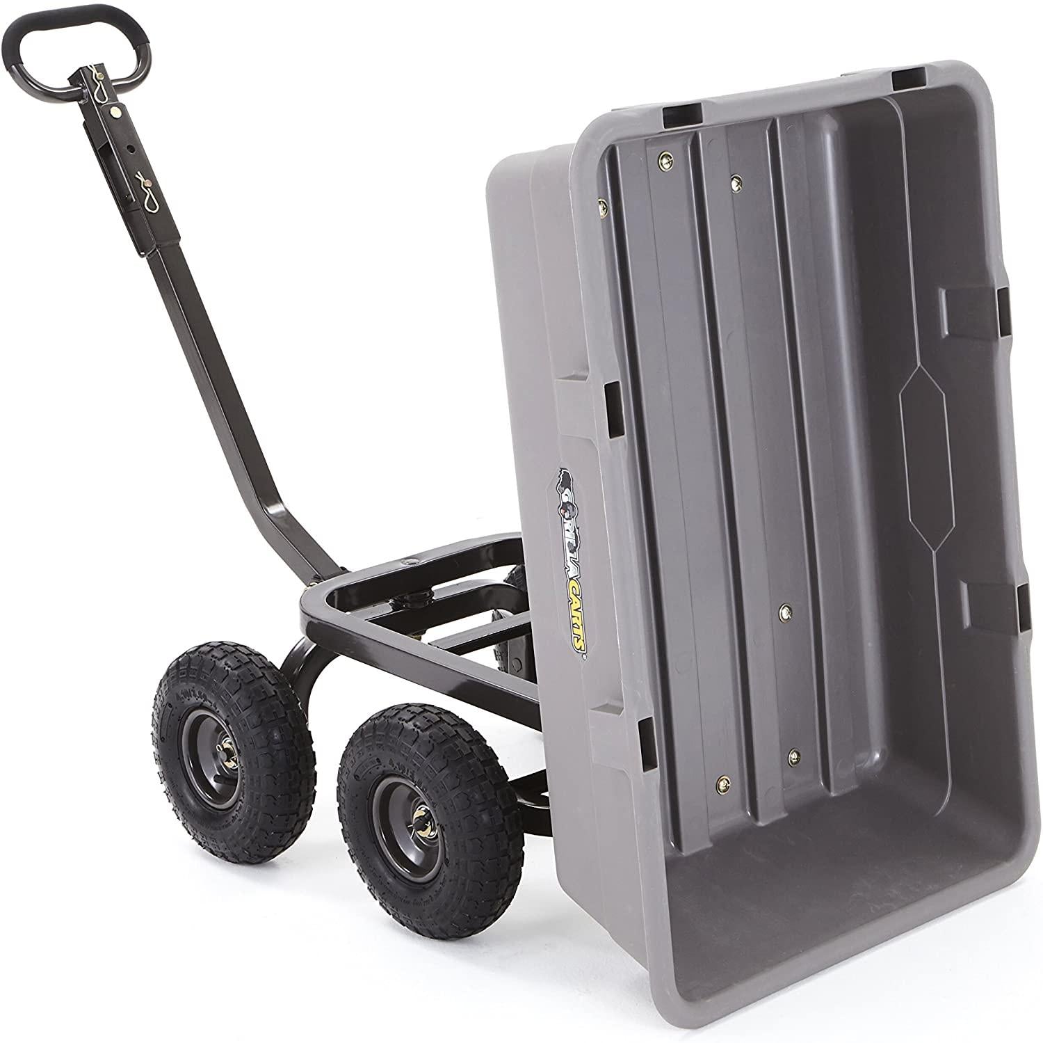 Gorilla Carts Poly Garden Dump Cart with Steel Frame and 10" Pneumatic Tires,800-lbs. Capacity, Gray