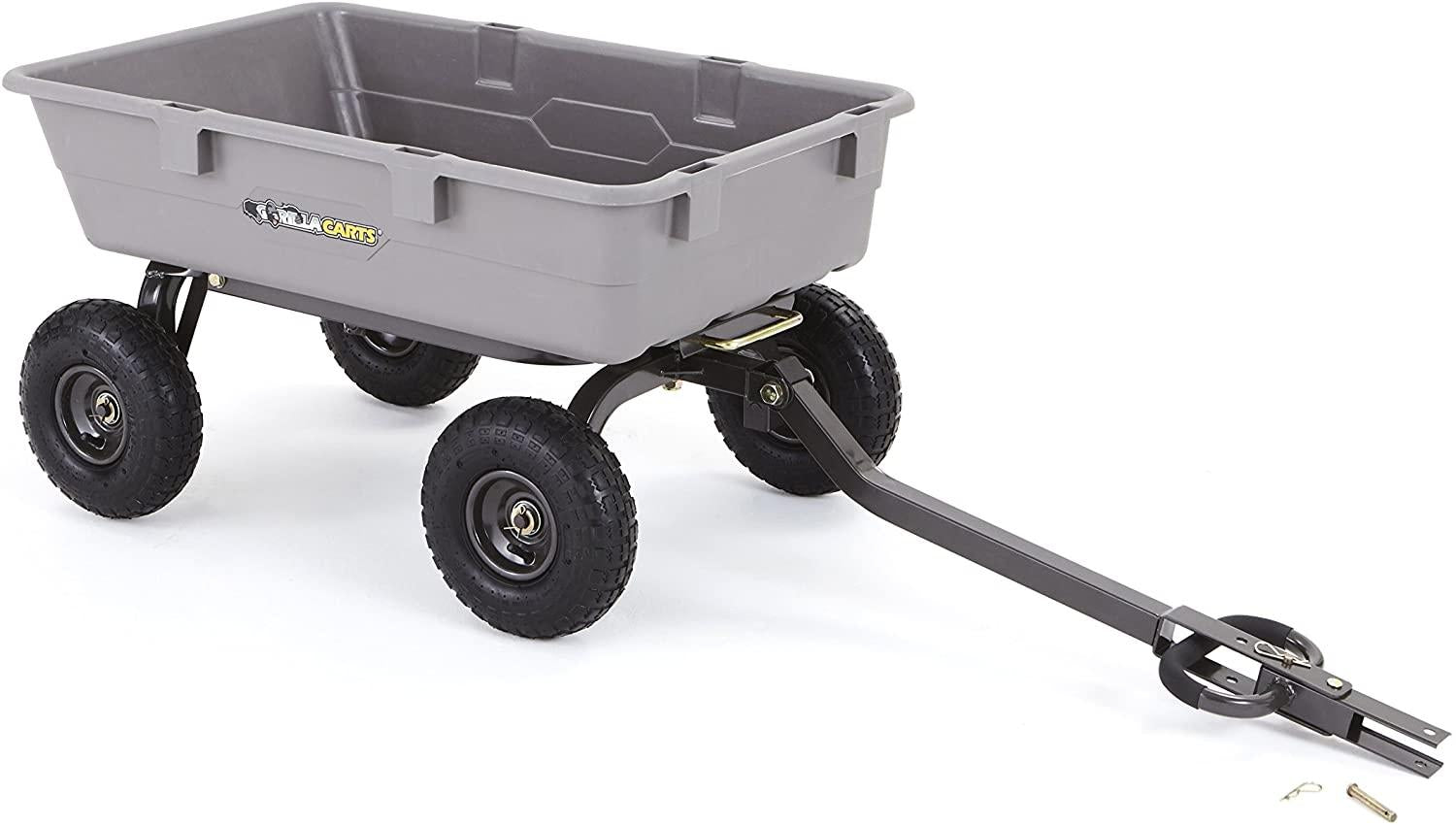 Gorilla Carts Poly Garden Dump Cart with Steel Frame and 10" Pneumatic Tires,800-lbs. Capacity, Gray