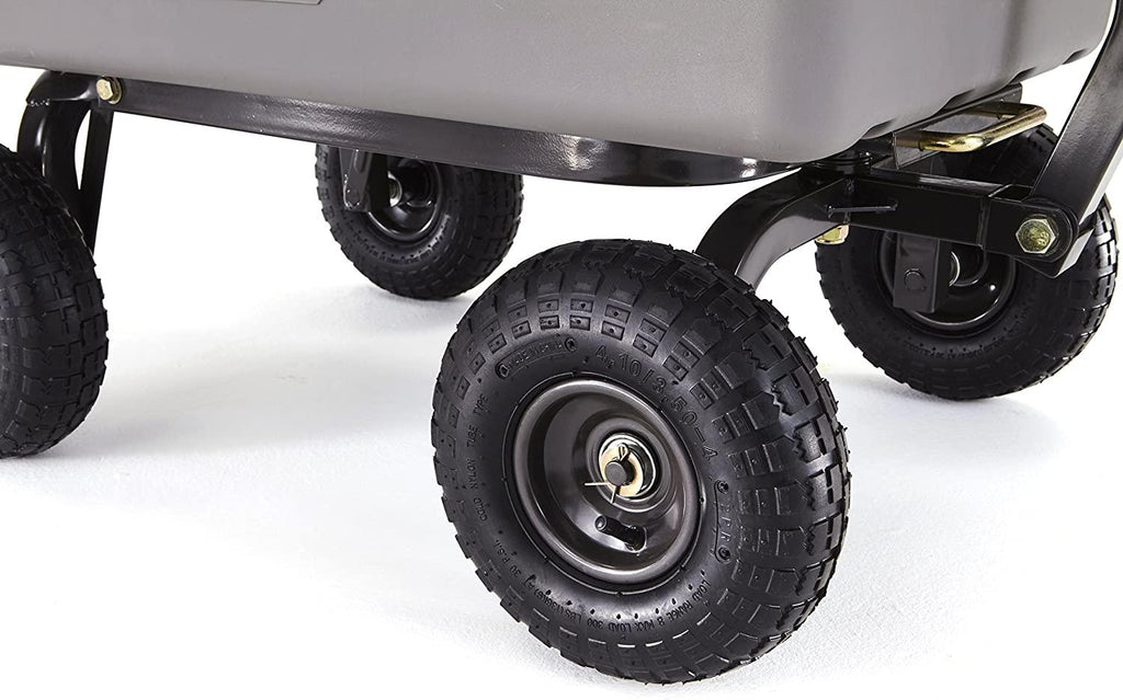 Gorilla Carts Poly Garden Dump Cart with Steel Frame and 10" Pneumatic Tires,800-lbs. Capacity, Gray