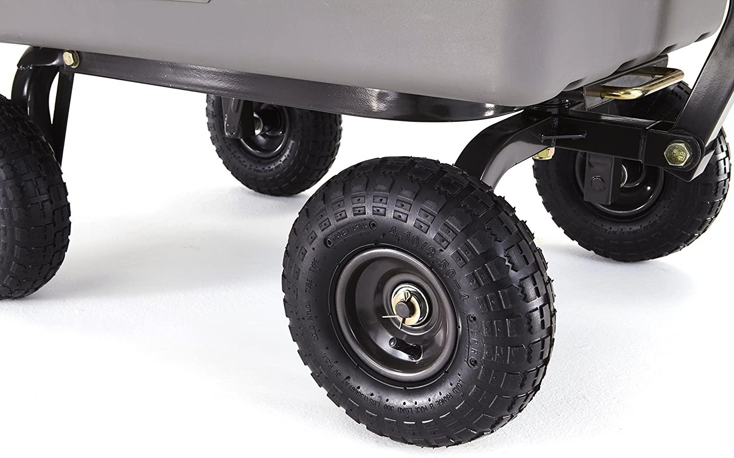 Gorilla Carts Poly Garden Dump Cart with Steel Frame and 10" Pneumatic Tires,800-lbs. Capacity, Gray