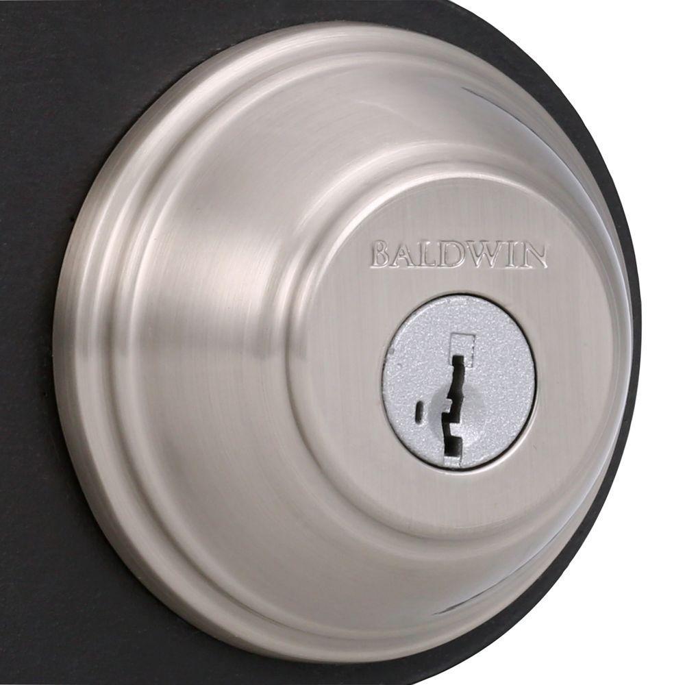 PrestiSatin Nickel Single Cylinder Round Deadbolt Featuring SmartKey Security