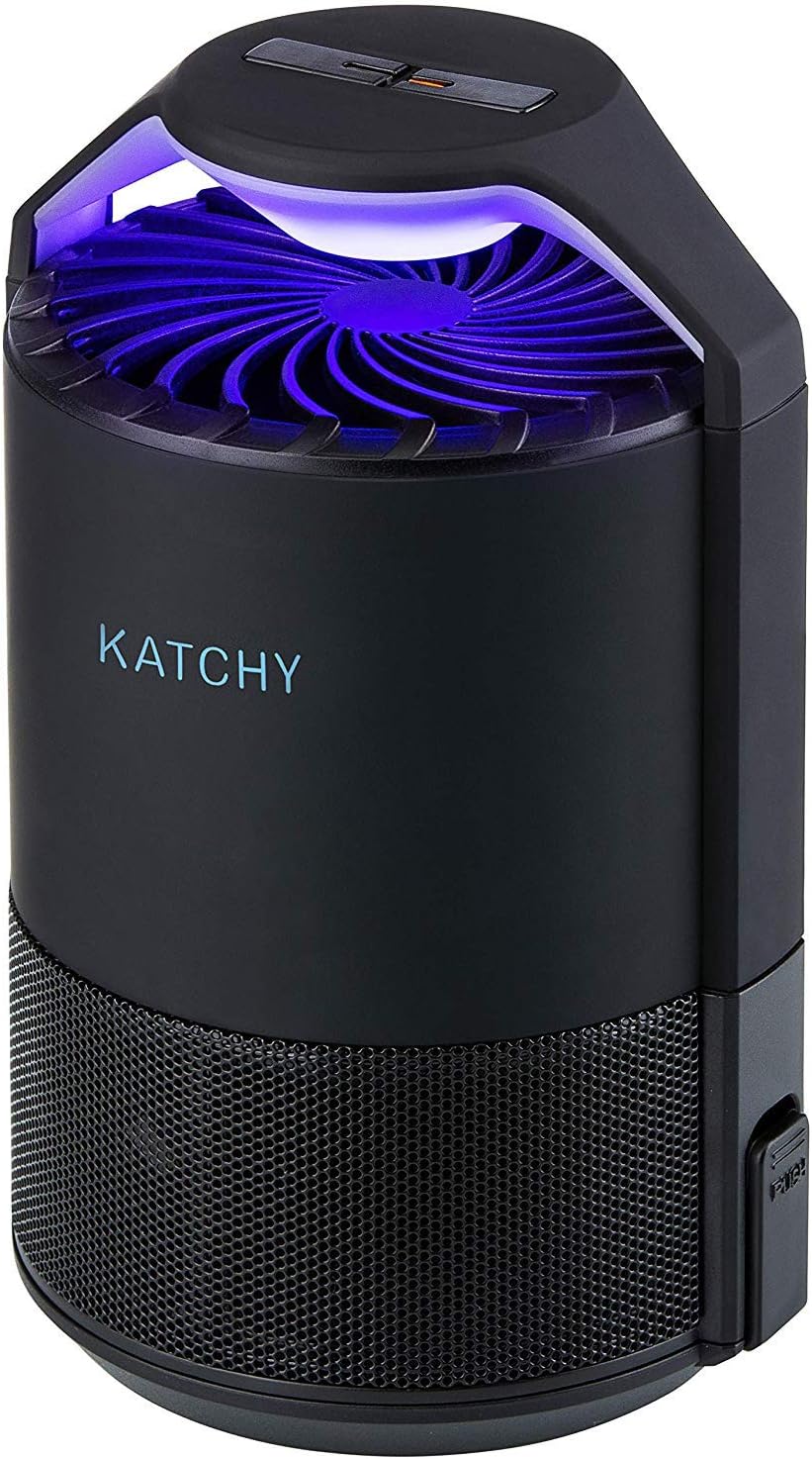 Katchy Indoor Insect Trap - Catcher &amp; Killer for Mosquitos, Gnats, Moths, Fruit Flies - Non-Zapper Traps for Inside Your Home - Catch Insects Indoors with Suction, Bug Light &amp; Sticky Glue (Black)