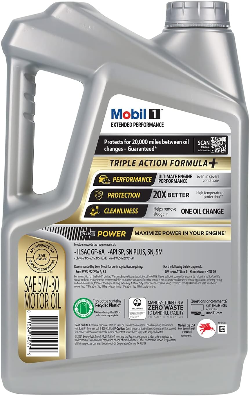 Mobil 1 Extended Performance Full Synthetic Motor Oil 5W-30, 5 Quart