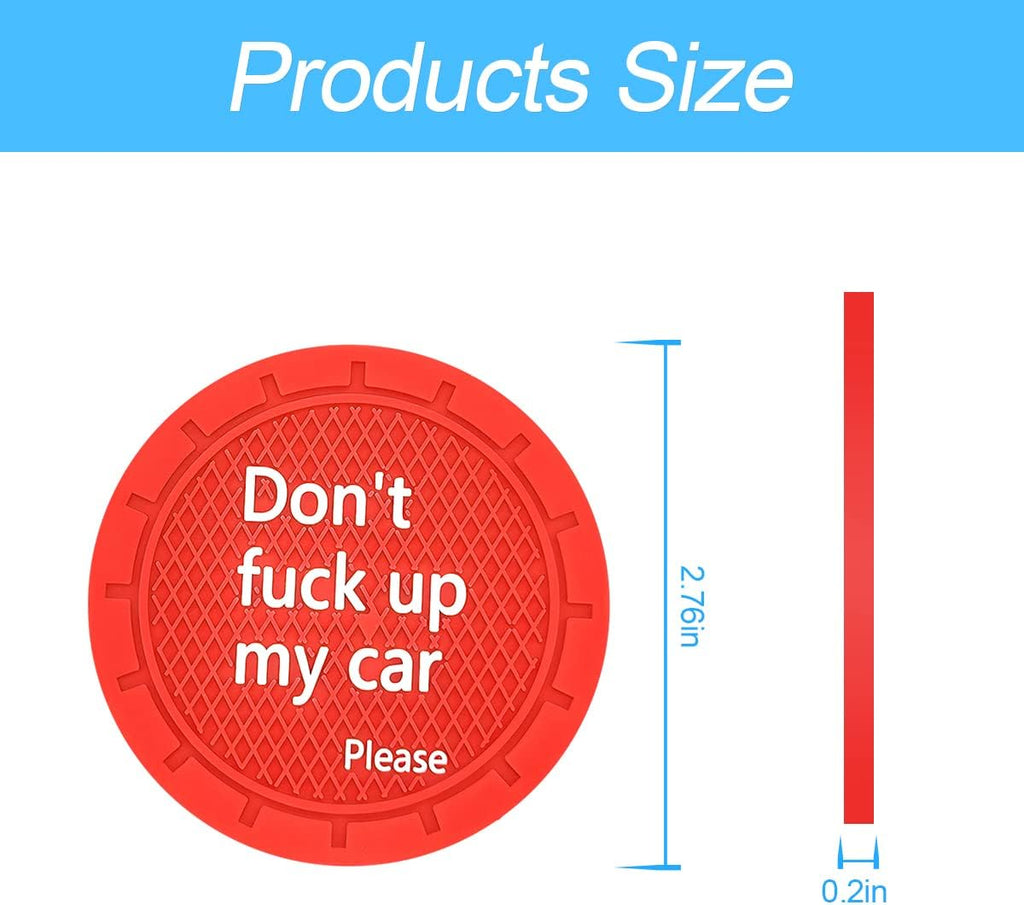 8sanlione 2 Pack Car Cup Holder Coasters, 2.75 Inch Non-Slip PVC Insert Cup Coaster, Anti-Scratch Auto Cup Mats for Women Men, Vehicle Interior Accessories Universal for Car, SUV, Truck (D Red/2PCS)