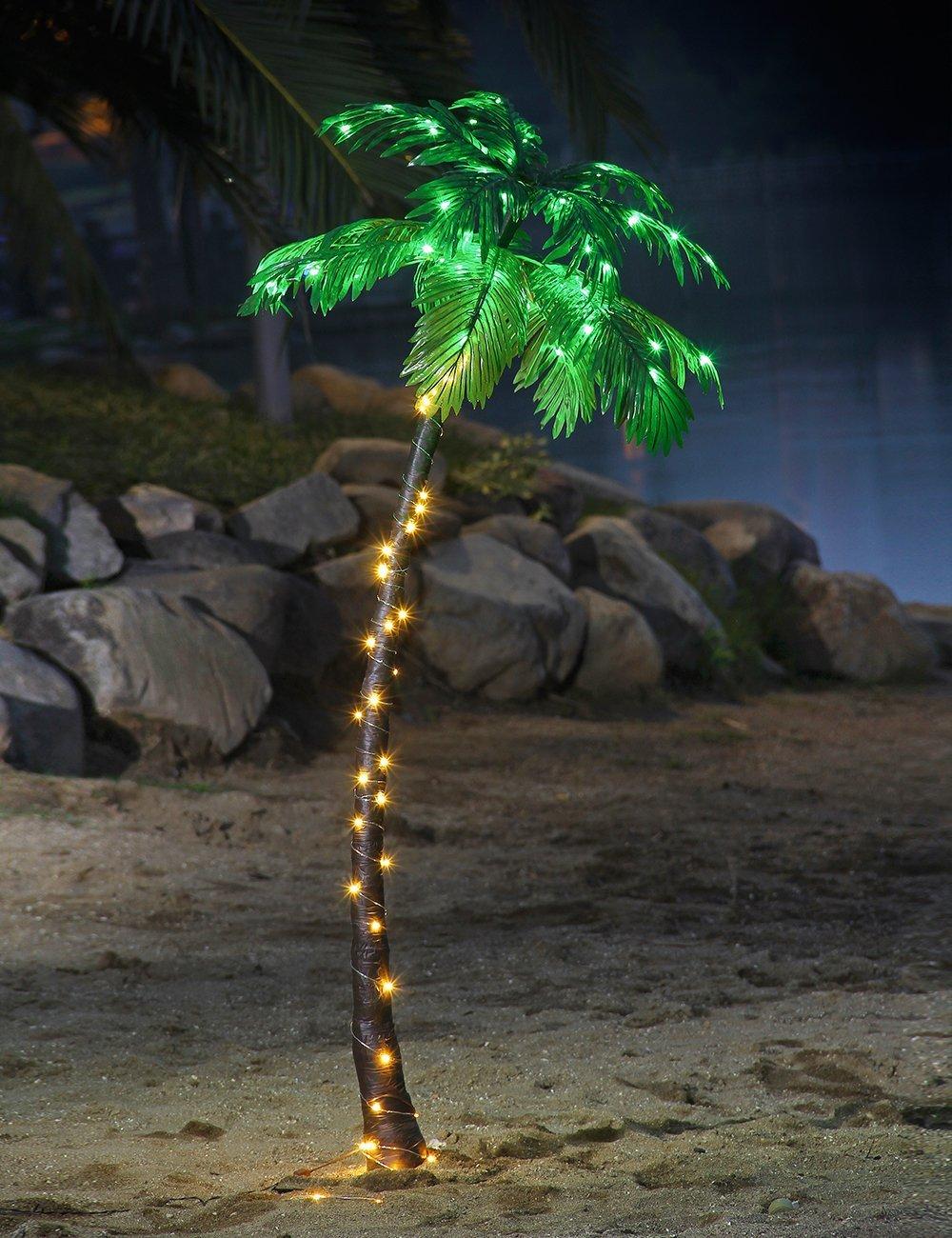 Lightshare 7 Feet Pre-Lit Palm Tree, 96 Warm White LED Lights
