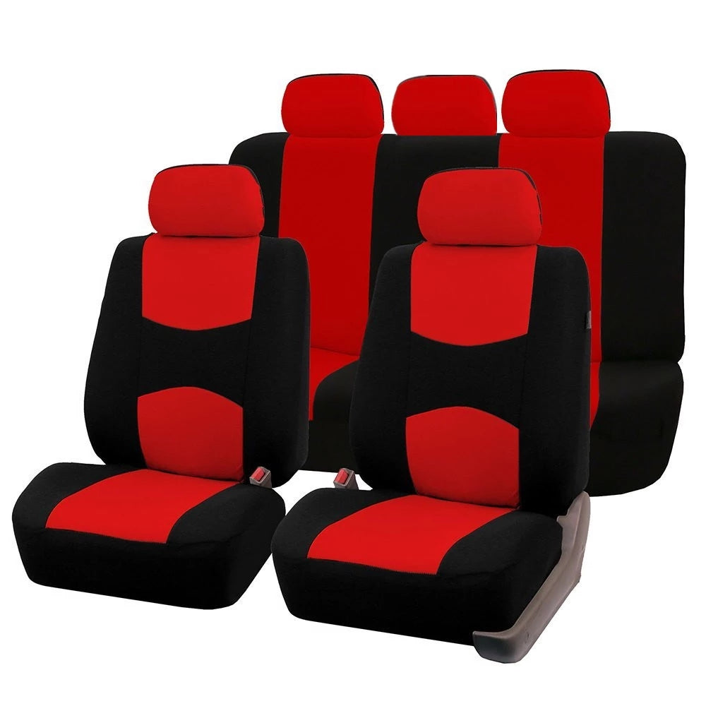 Car Seat Cover, 2mm Spon5 Seats Full Set Car Seat Cover Universal Multi-color Flat Model 9pcs Set