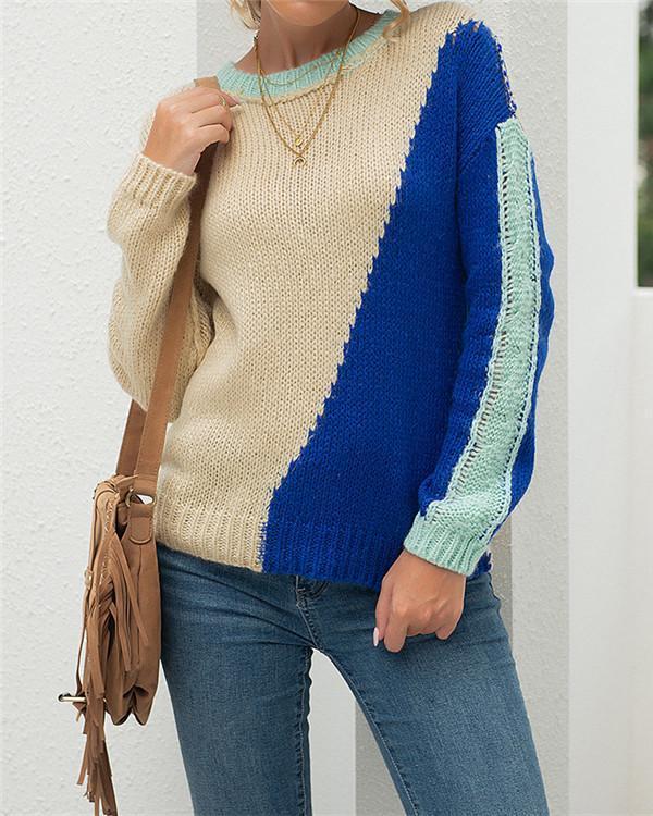 early autumn round neck long-sleeved sweater top