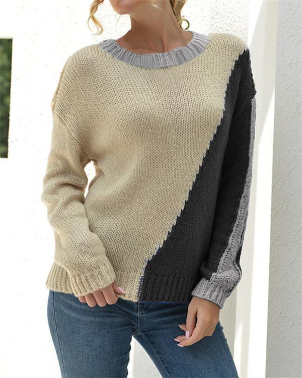 early autumn round neck long-sleeved sweater top