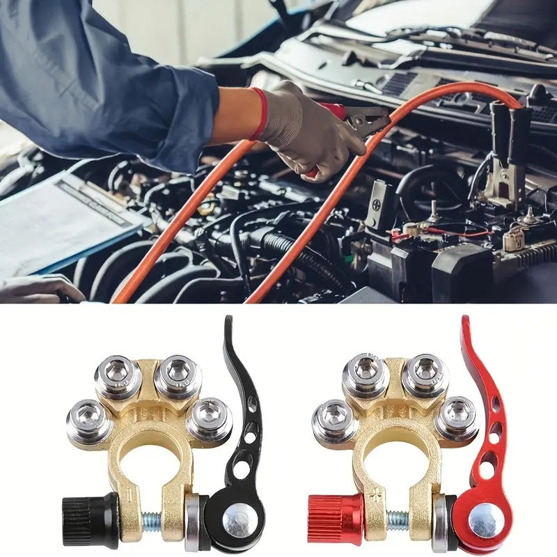 2pcs/set Car Battery Terminal Connector Battery Wire Cable Clamp Terminal Shut-Off Connectors Car