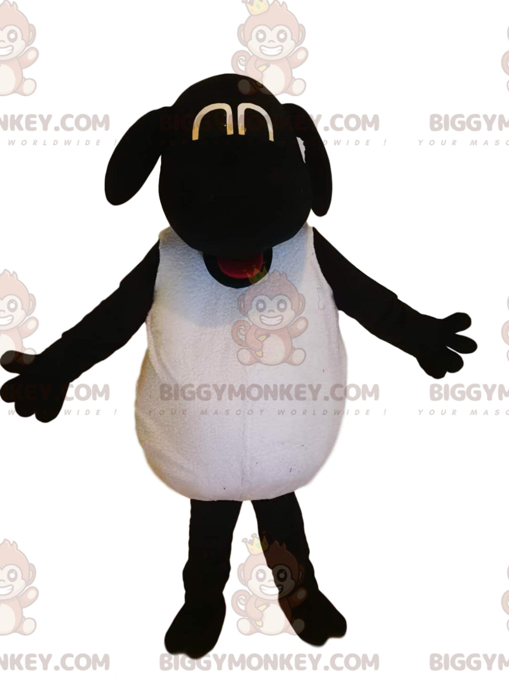 Funny Black and White Sheep BIGGYMONKEYMascot Costume