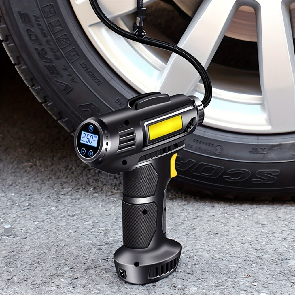 120W Portable Car Air Compressor, Wired/Wireless Handheld Car Inflatable Pump Electric, Automobiles Tire Inflator With LED Light For Car