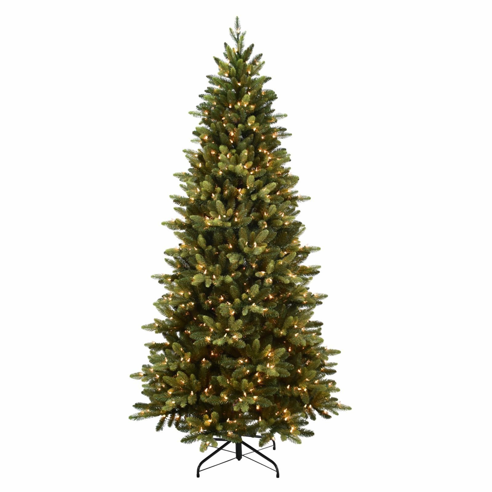 Puleo International Clear 500 Prelit Incandescent Green Slim Westford Spruce Artificial Christmas Tree, 7.5'