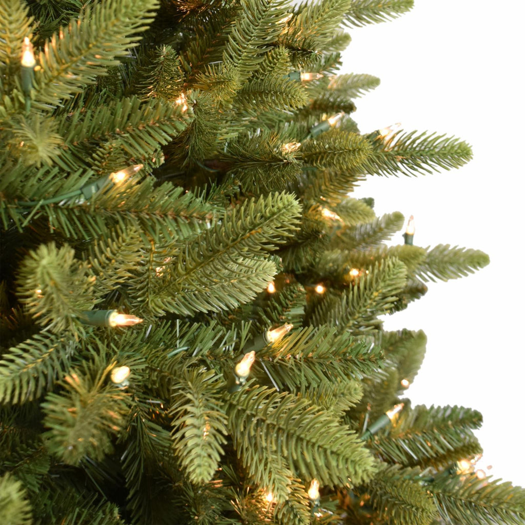 Puleo International Clear 500 Prelit Incandescent Green Slim Westford Spruce Artificial Christmas Tree, 7.5'