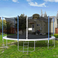16 FT Outdoor Trampoline with Basketball Hoop, Outdoor Trampoline with Safety Enclosure Net, Circular Trampolines for Adults/Kids, Family Jumping and Ladder, Kids Basketball Trampoline, Q11361