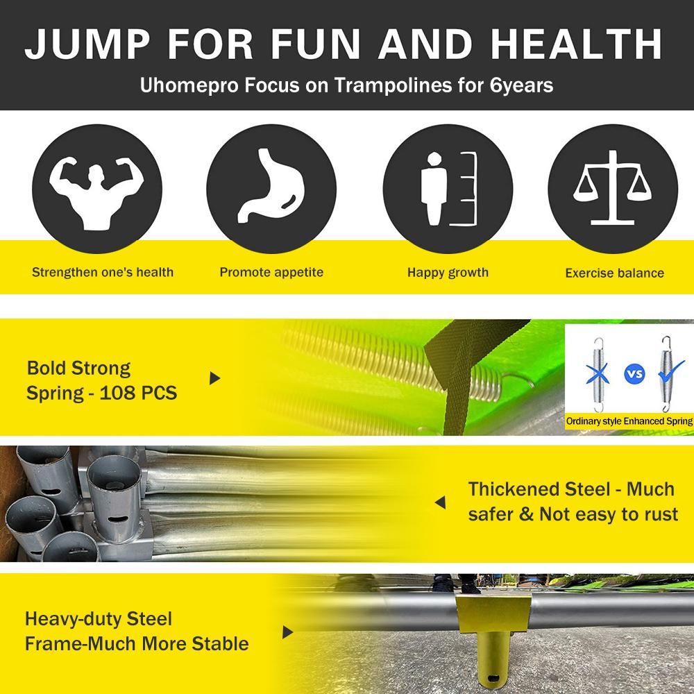 16 FT Outdoor Trampoline with Basketball Hoop, Outdoor Trampoline with Safety Enclosure Net, Circular Trampolines for Adults/Kids, Family Jumping and Ladder, Kids Basketball Trampoline, Q11361