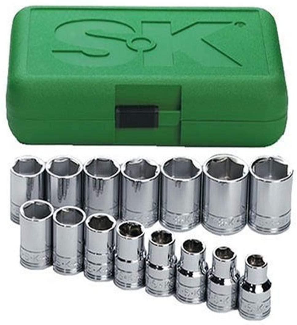 SK 1955 15 Piece 1/2-Inch Drive 6 Point 10-Millimeter to 24-Millimeter Socket Set