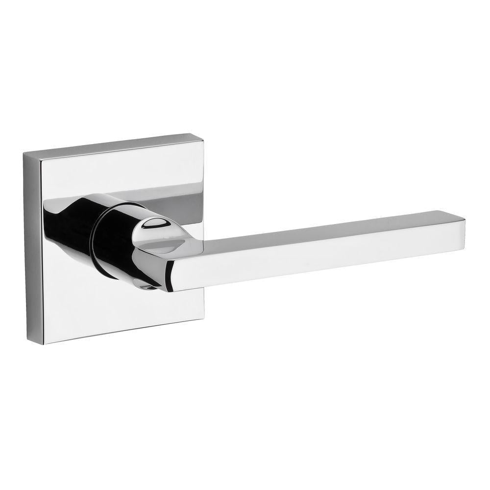 Reserve Square Polished Chrome Privacy Bed/Bath Door Lever with Contemporary Square Rose
