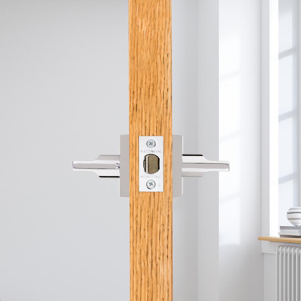 Reserve Square Polished Chrome Privacy Bed/Bath Door Lever with Contemporary Square Rose