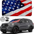Autoamerics 1-Piece Windshield Sun Shade Grunge American Flag - 4 USA  - Foldable Car Front Window Sunshade for Most Sedans SUV Truck - Blocks Max UV Rays and Keeps Your Vehicle Cool - Medium