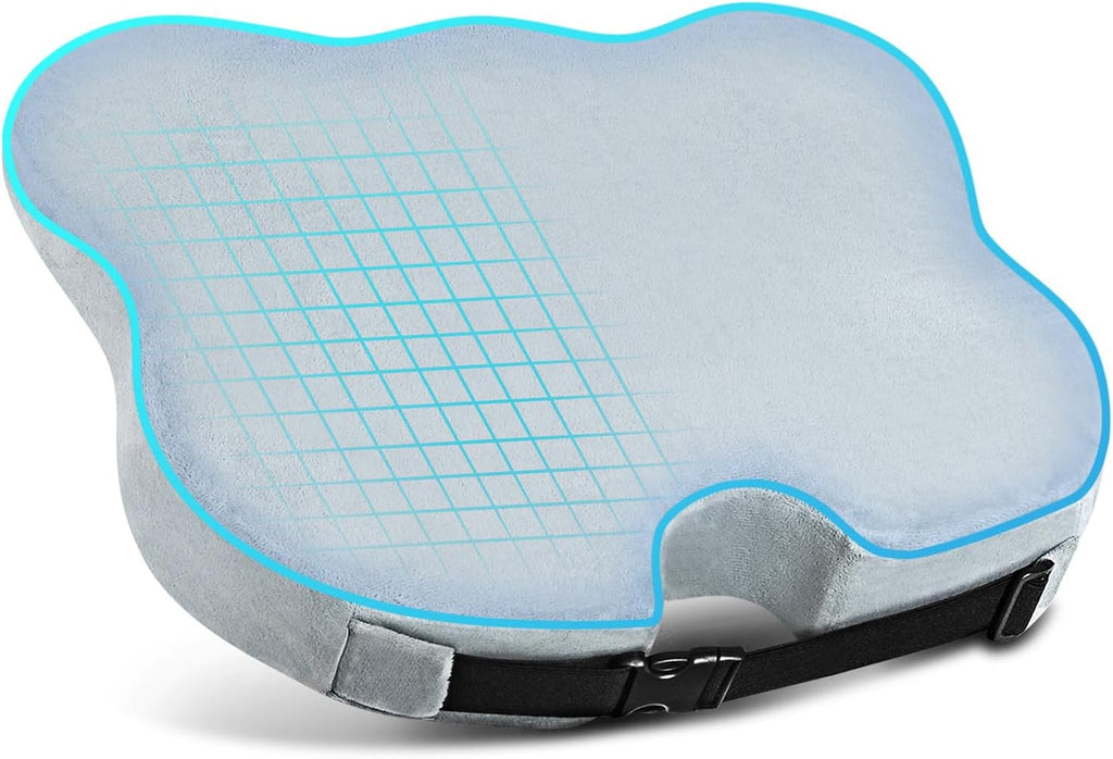 Dreamer Car Wedge Car Seat Cover Cushion,Memory Foam Automotive Seat Covers for Back, Coccyx, Tailbone Pain Relief (Velvet Cover, Gray)