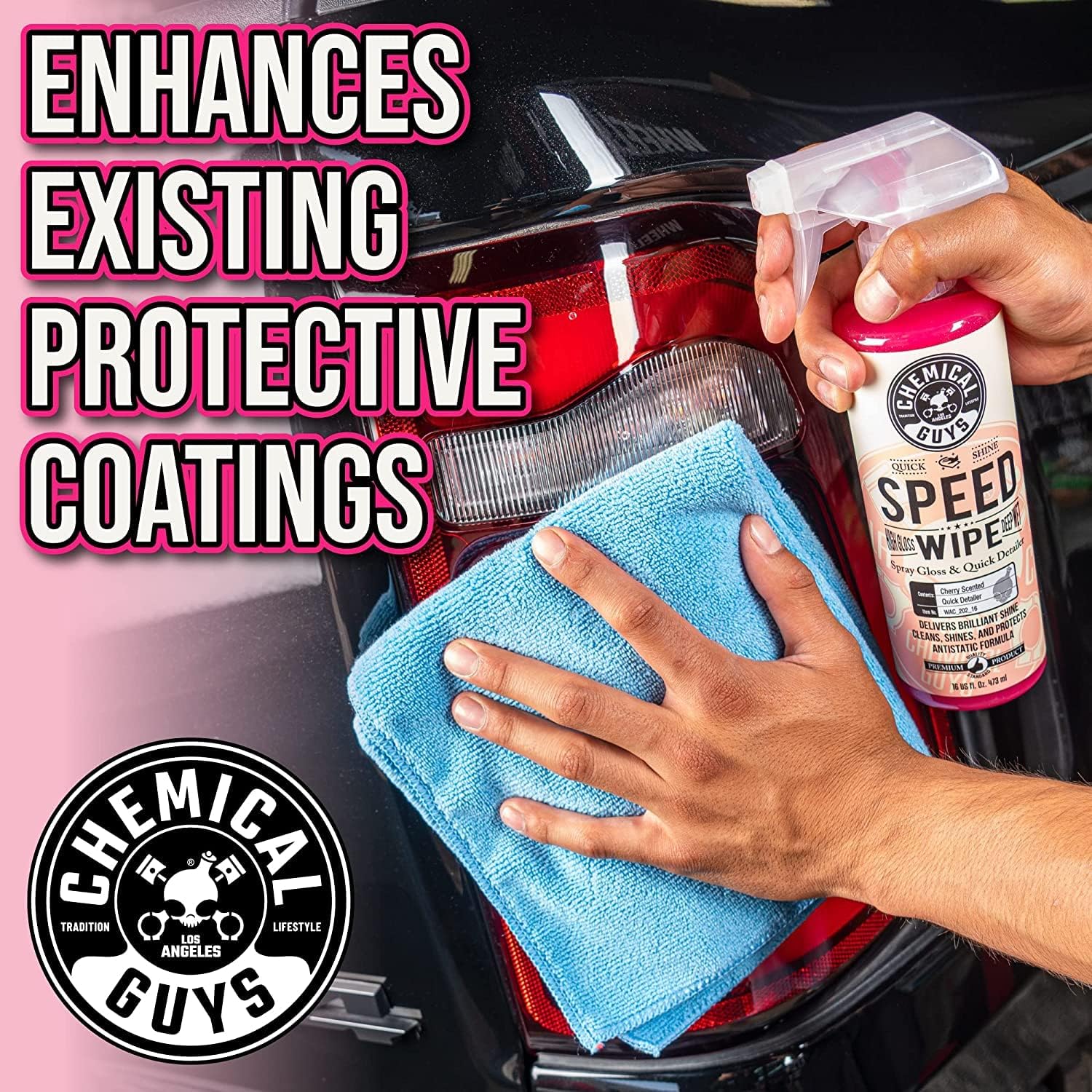 Chemical Guys CWS_402QDSW Car Wash &amp; Quick Detailer Bundle - Mr. Pink Foaming Car Wash Soap, 128 oz (1 Gallon) + Speed Wipe Sprayable Gloss &amp; Quick Detailer, 16 oz (2 Items)