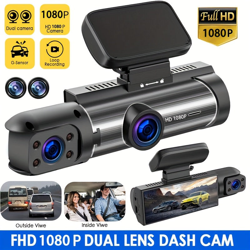 Dash Cam 3.16 Inch Dual Lens Dash Cam, Front -in Camera G Sensor HD Night Vision Wide Angle Car DVR