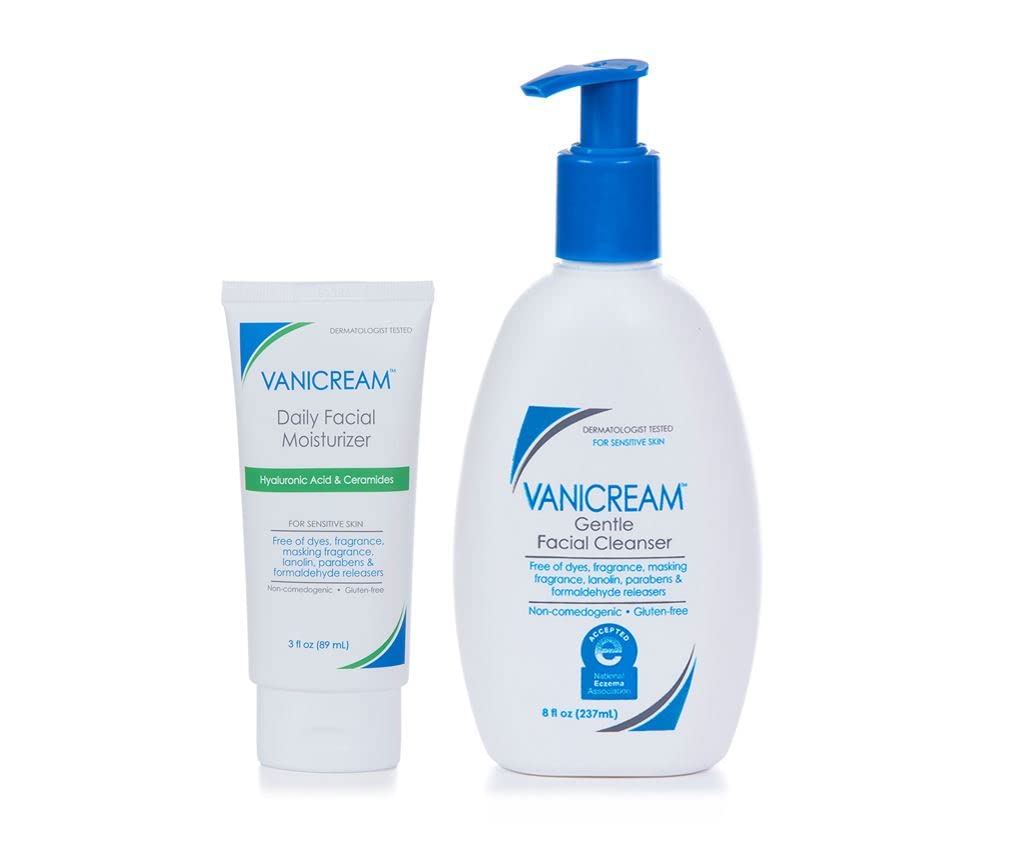 Vanicream Facial Moisturizer, 3 Oz &amp; Gentle Facial Cleanser with Pump, 8 Oz