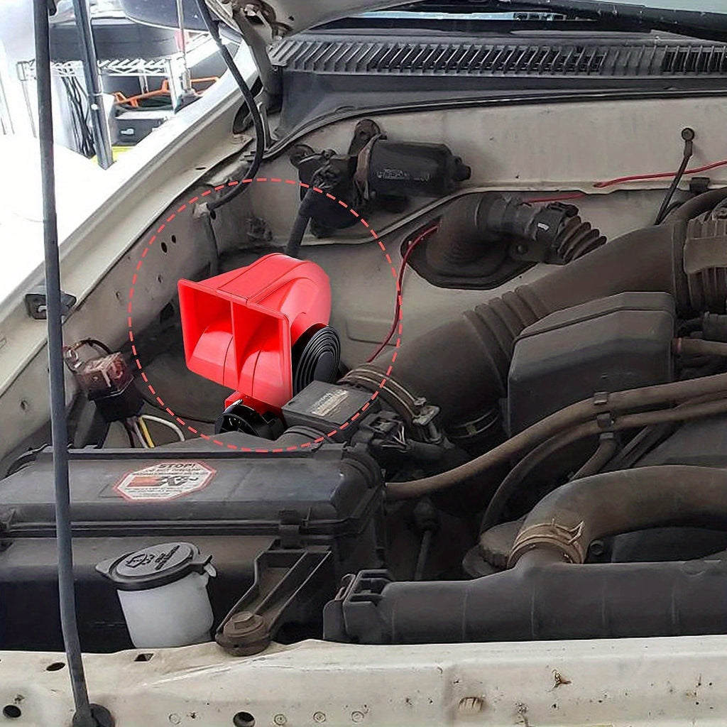 Train Horn Air Horn for Truck 12V 150db Super Loud Snail Car Horn with Compressor Air Horn for Any 12V Vehicles Cars Jeeps Trucks Motorcycles-Red
