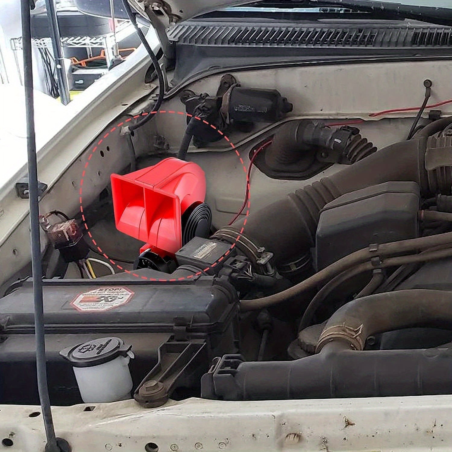 Train Horn Air Horn for Truck 12V 150db Super Loud Snail Car Horn with Compressor Air Horn for Any 12V Vehicles Cars Jeeps Trucks Motorcycles-Red